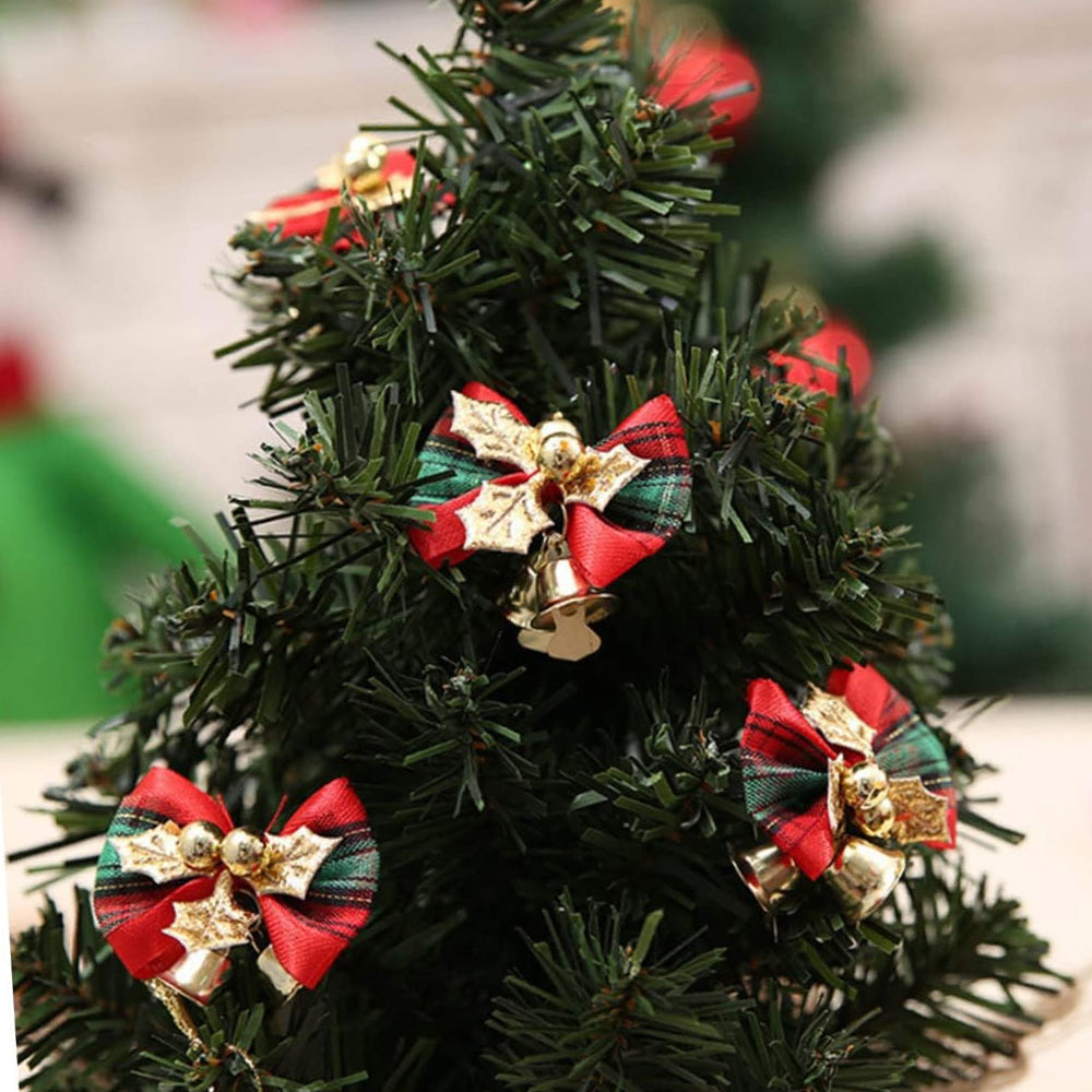 40Pcs Christmas Bows with Bells Christmas Tree Ornament