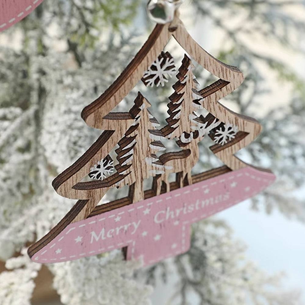 5Pcs Christmas Wooden Hanging Ornament Xmas Tree Pendant Decorations Home Decor