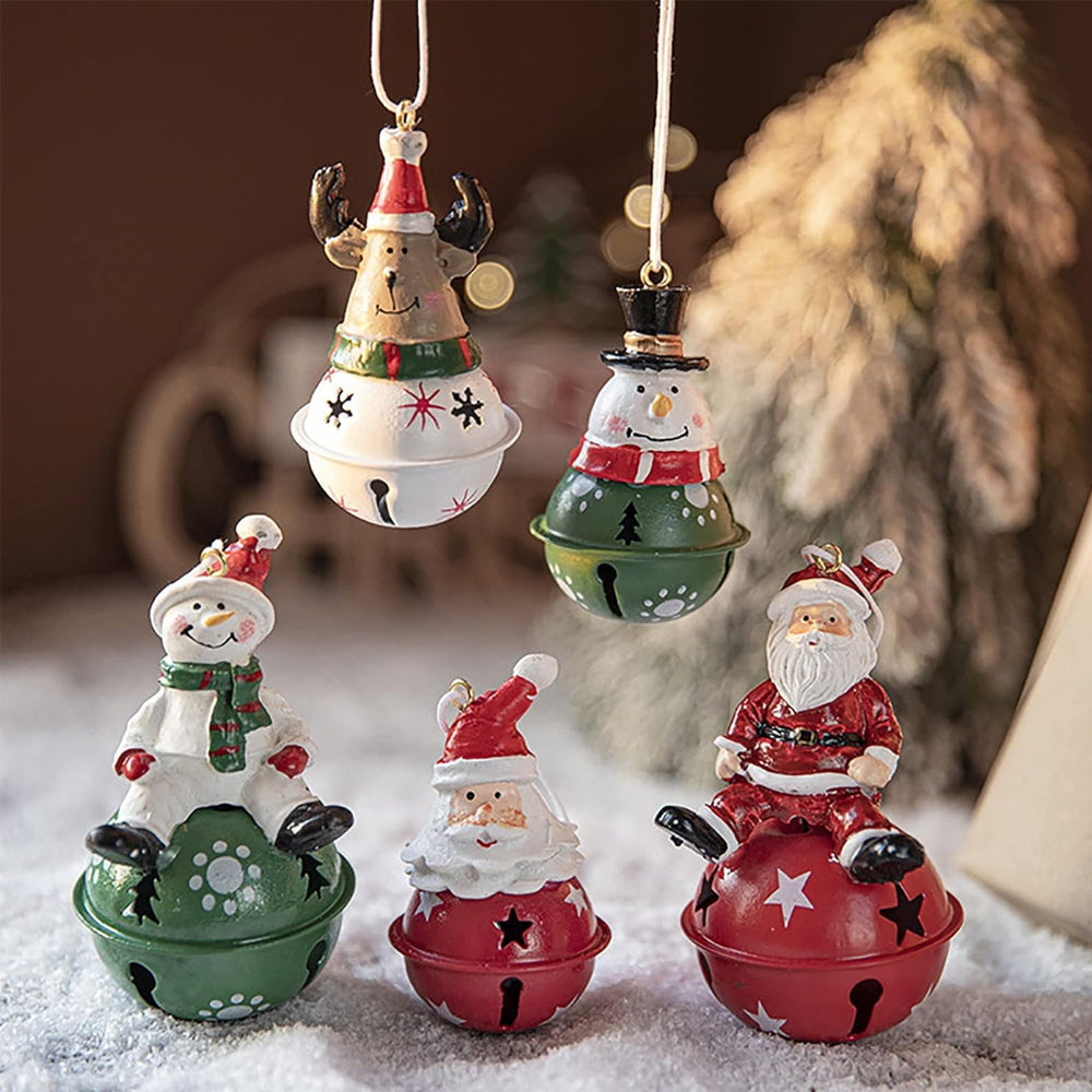 5Pcs Christmas Painted Resin Bell Pendant Creative Decorations Christmas Tree Pendant