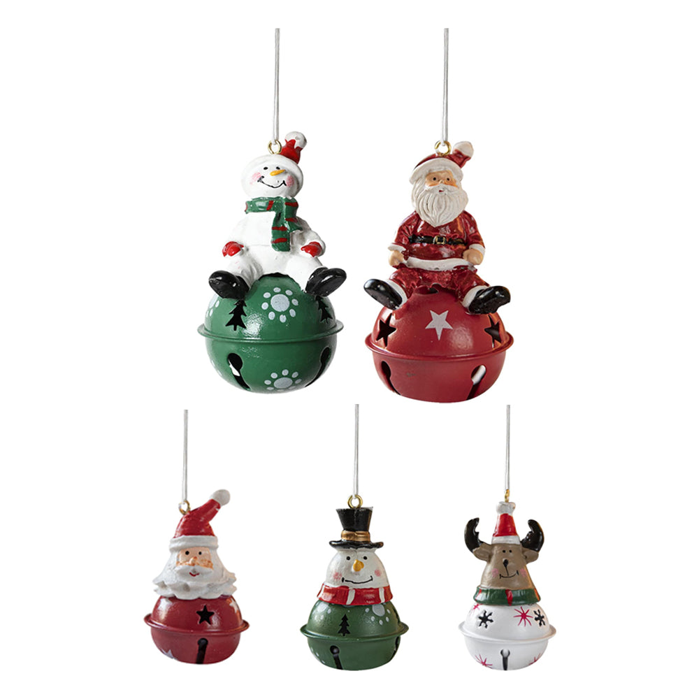 5Pcs Christmas Painted Resin Bell Pendant Creative Decorations Christmas Tree Pendant