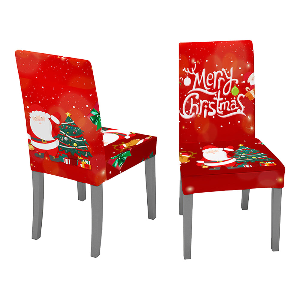 2Pcs Christmas Santa Chair Cover Decorations Xmas Chair Slipcover Creative Pattern-Christmas Tree