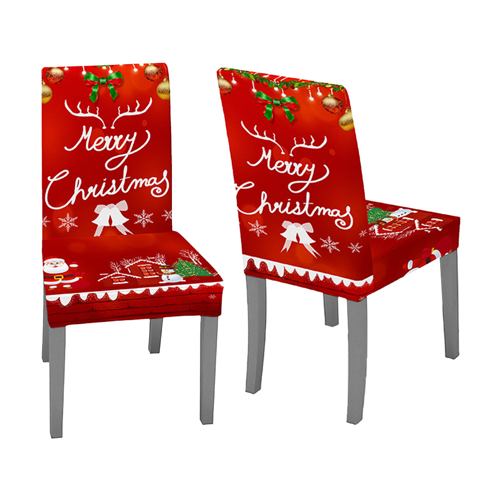 2Pcs Christmas Santa Chair Cover Decorations Xmas Chair Slipcover Creative Pattern-Merry Christmas
