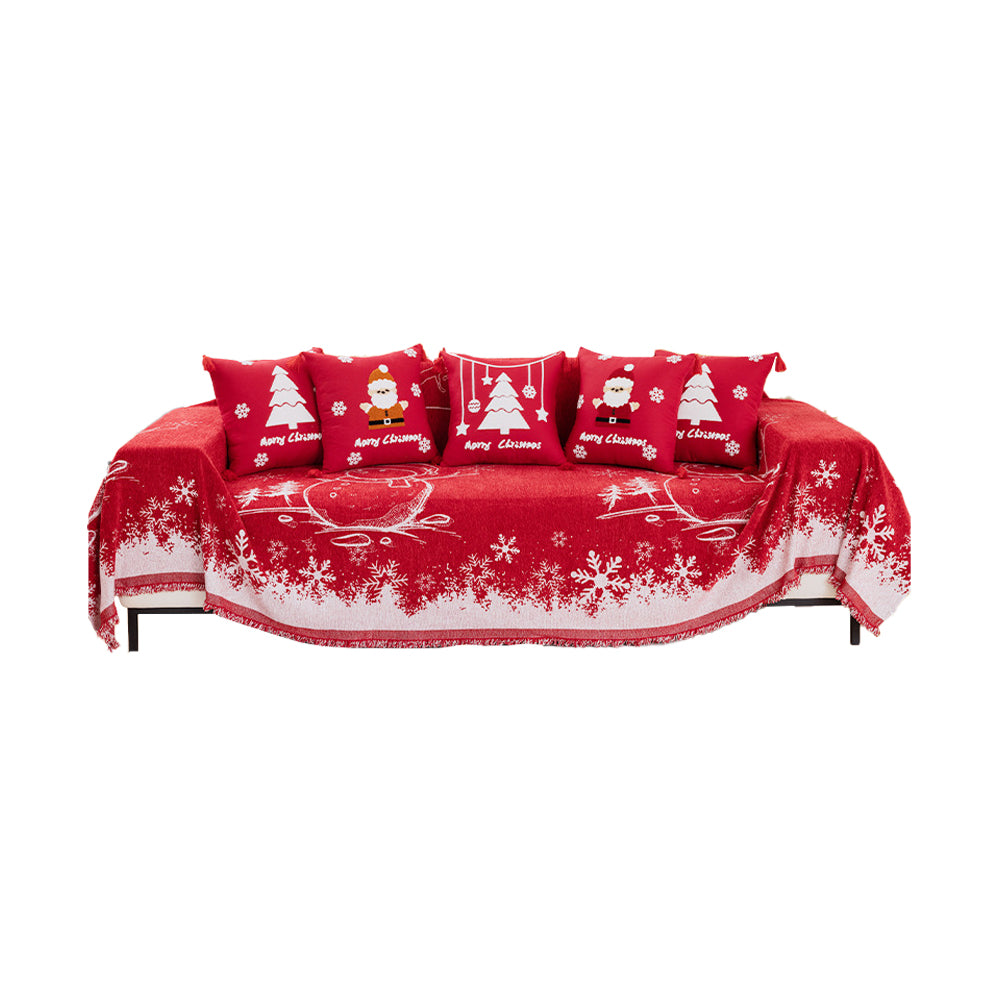 Chenille Christmas Sofa Cover Slipcover Protector-Snowflake