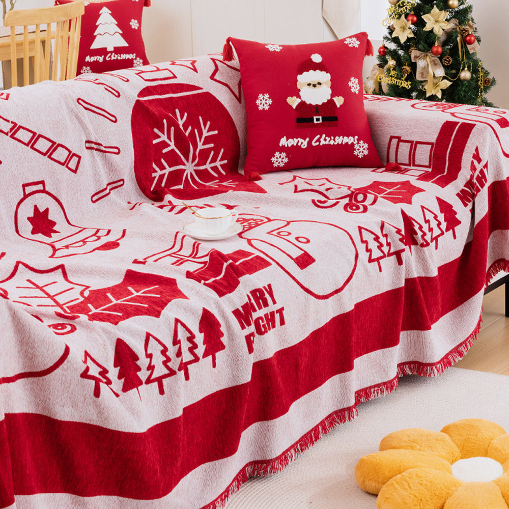 Chenille Christmas Sofa Cover Slipcover Protector-Forest