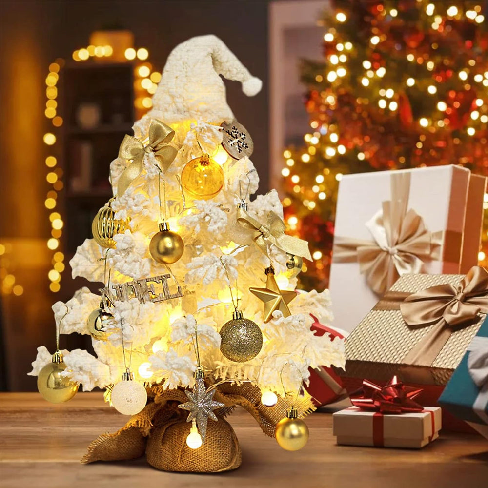 Tabletop Snow Christmas Tree with LED Lights