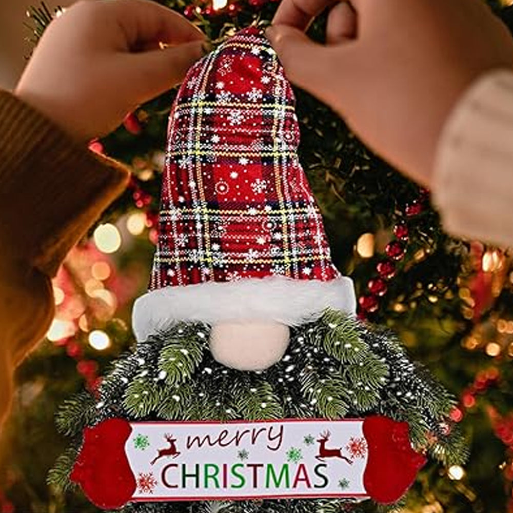 Artificial Christmas Wreath Faceless Old Man Elf Door Hanging Pendant
