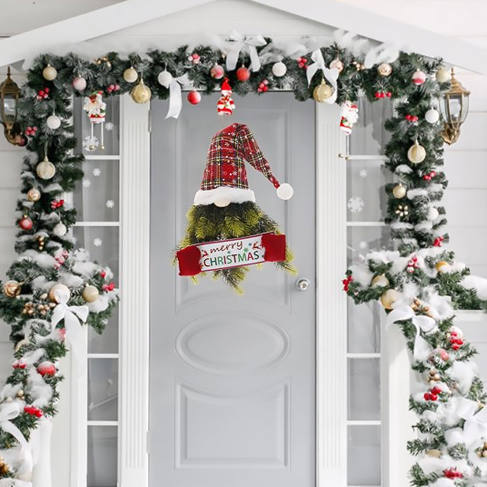 Artificial Christmas Wreath Faceless Old Man Elf Door Hanging Pendant