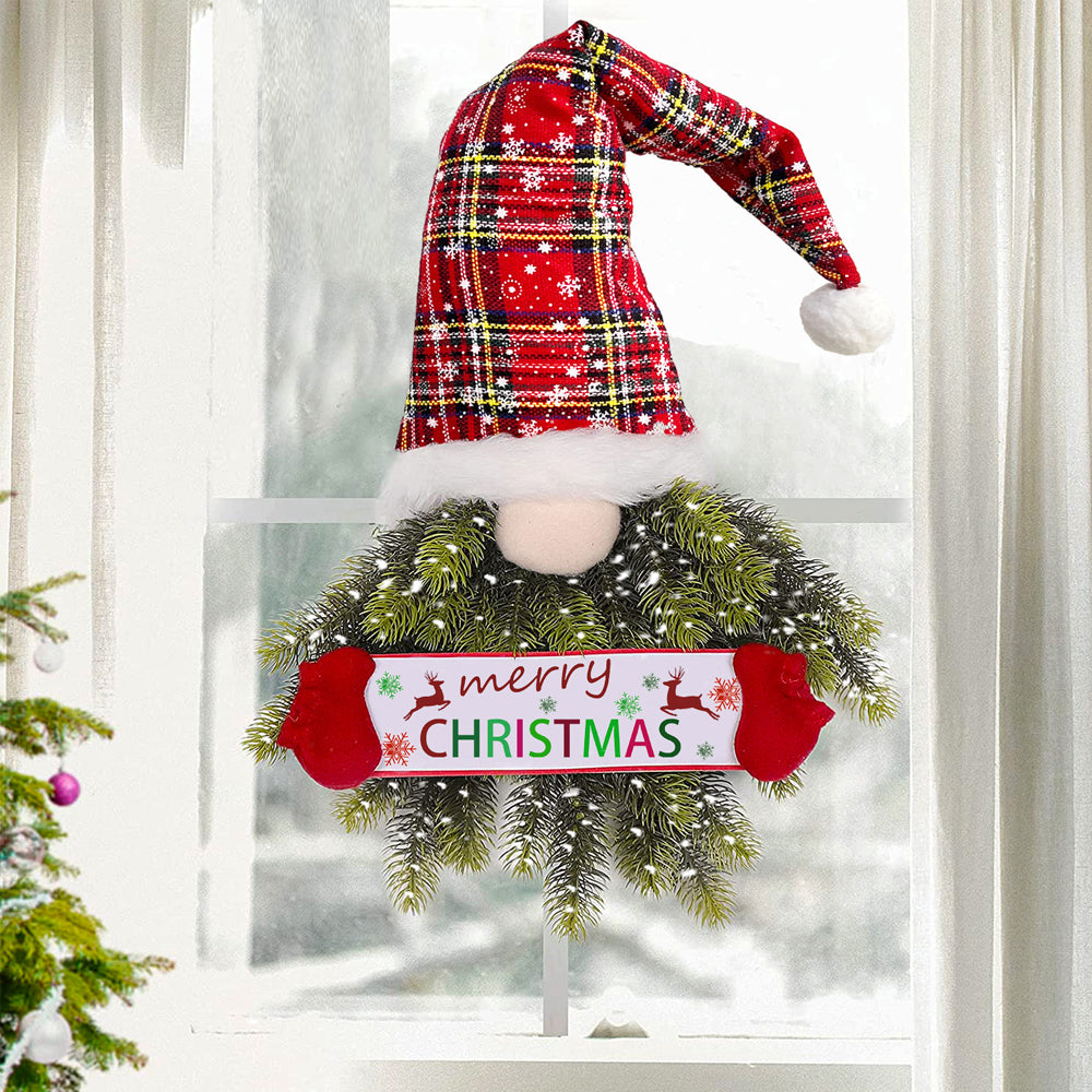 Artificial Christmas Wreath Faceless Old Man Elf Door Hanging Pendant
