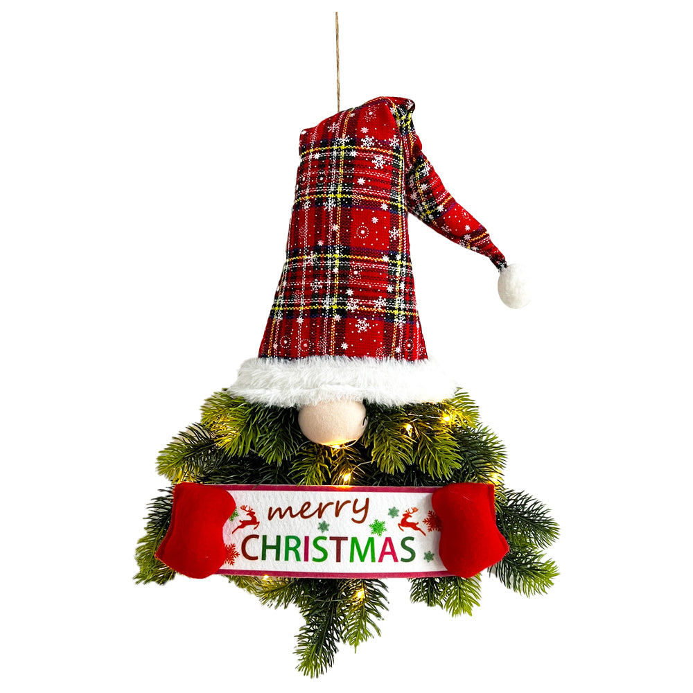 Artificial Christmas Wreath Faceless Old Man Elf Door Hanging Pendant