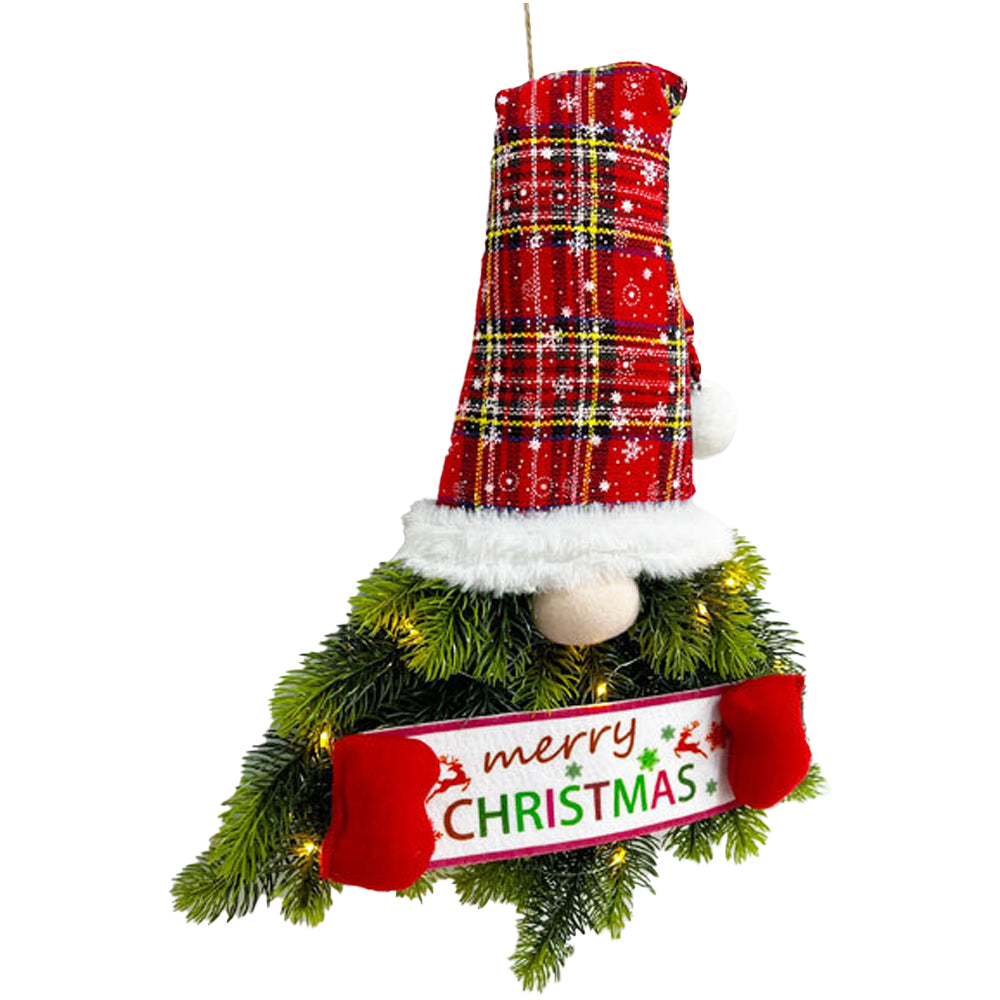 Artificial Christmas Wreath Faceless Old Man Elf Door Hanging Pendant