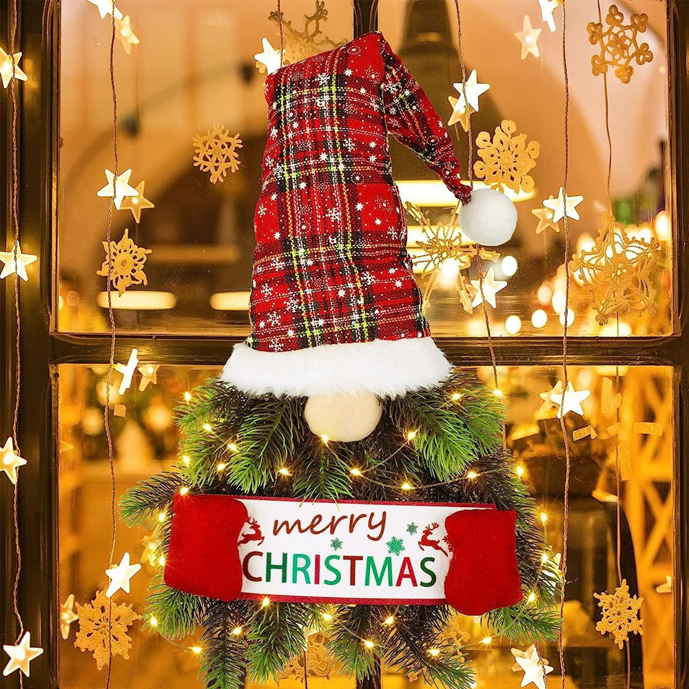 Artificial Christmas Wreath Faceless Old Man Elf Door Hanging Pendant