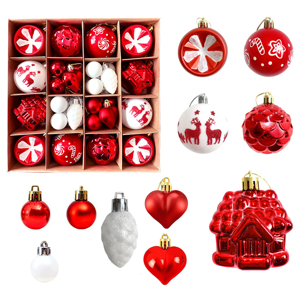 Christmas Ball Ornaments Christmas Tree Decoration-Red and White