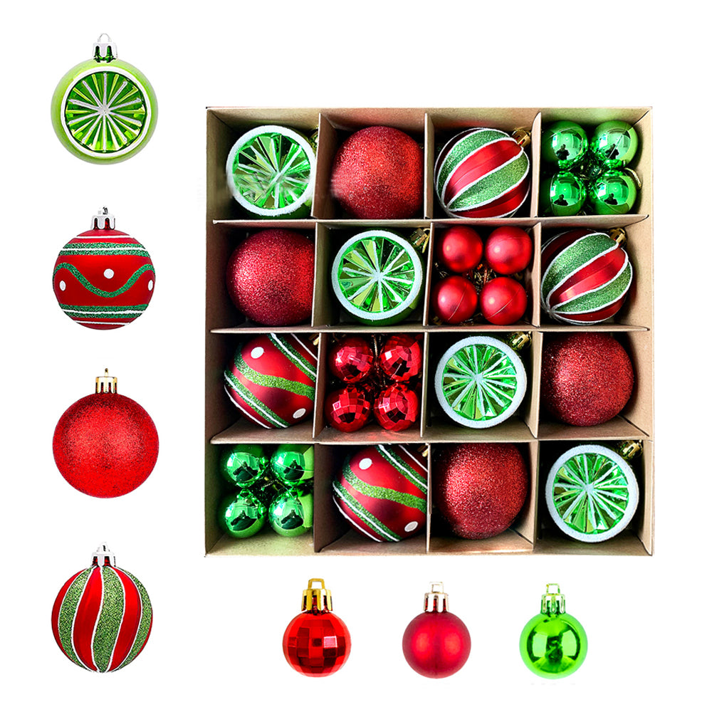 Christmas Ball Ornaments Christmas Tree Decoration-Red and Green