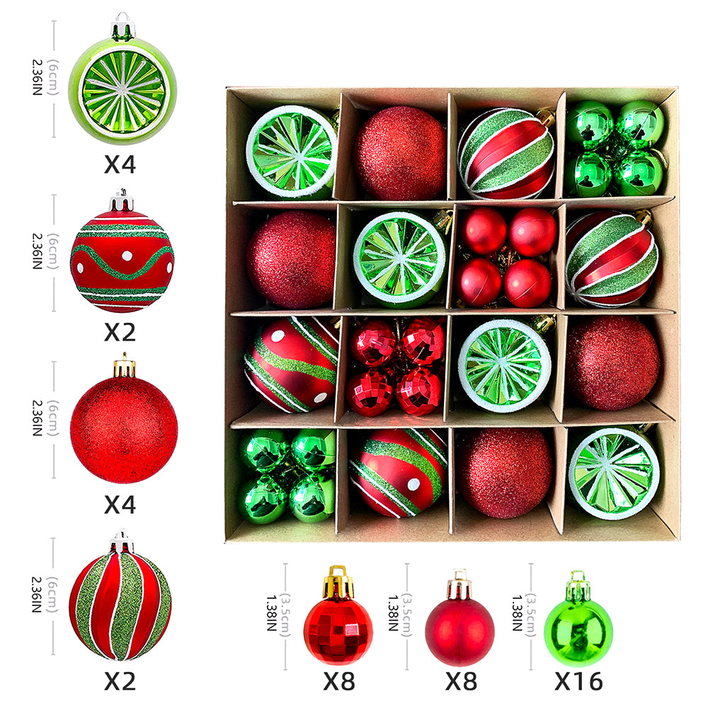 Christmas Ball Ornaments Christmas Tree Decoration-Red and Green