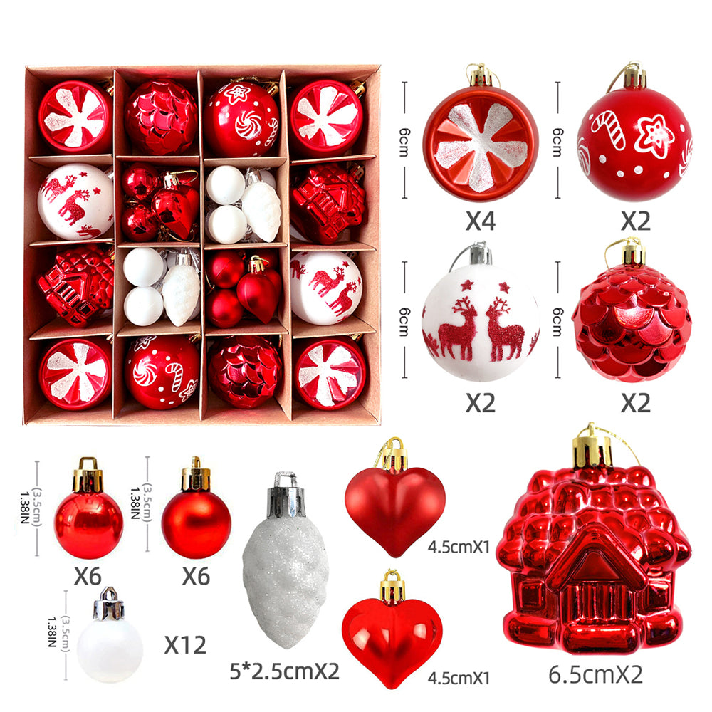 Christmas Ball Ornaments Christmas Tree Decoration-Red and White