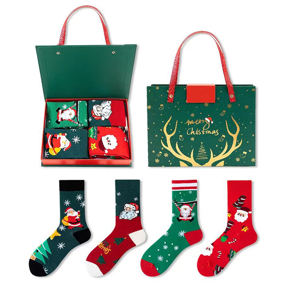 4 Pairs Christmas Socks Funny Cotton Socks with Christmas Box