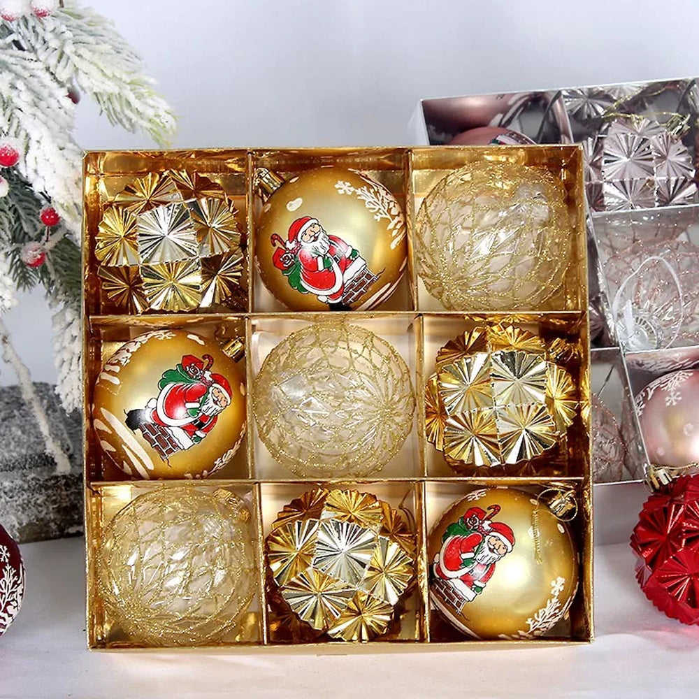 9Pcs Christmas Tree Christmas Balls Decorations Baubles Party Ornaments Gift Pack