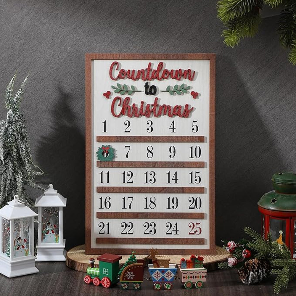 25 Days Wooden Hanging Christmas Advent Countdown Calendar-Rectangular Shape