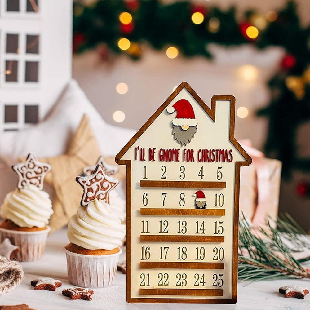 25 Days Wooden Hanging Christmas Advent Countdown Calendar-House Shape