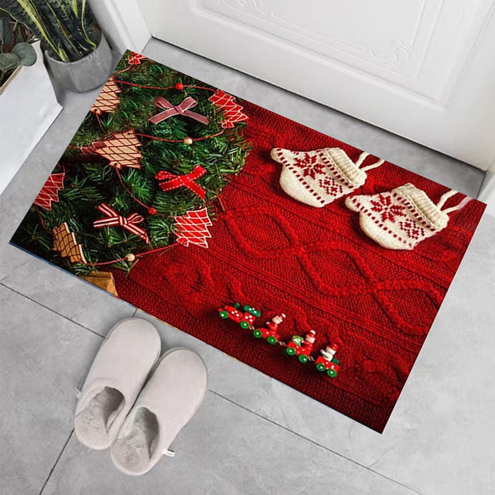 Christmas Door Mat Non-slip Floor Carpet with Rubber Backing