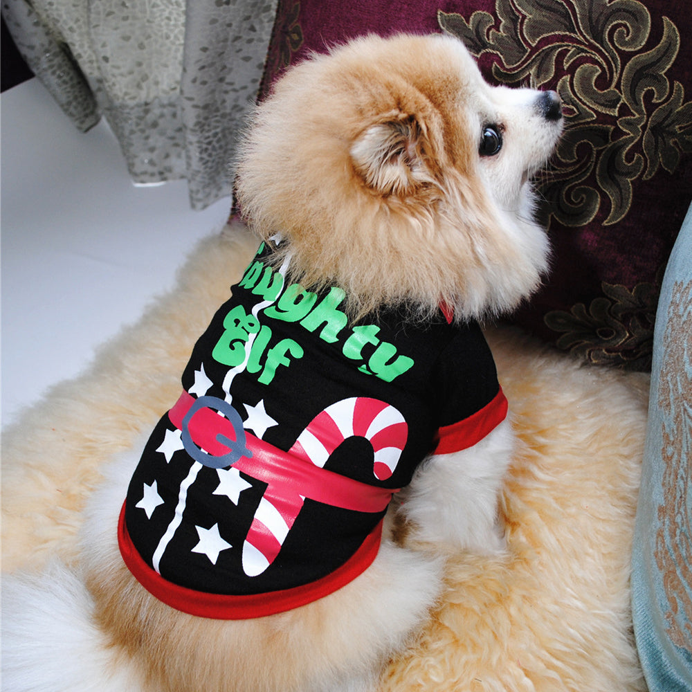 3Pcs Dog Cat Christmas T-Shirt Clothes Vest Puppy Pet Apparel Costume Coat Jacket-Red Belt and Green Belt and Candy Cane