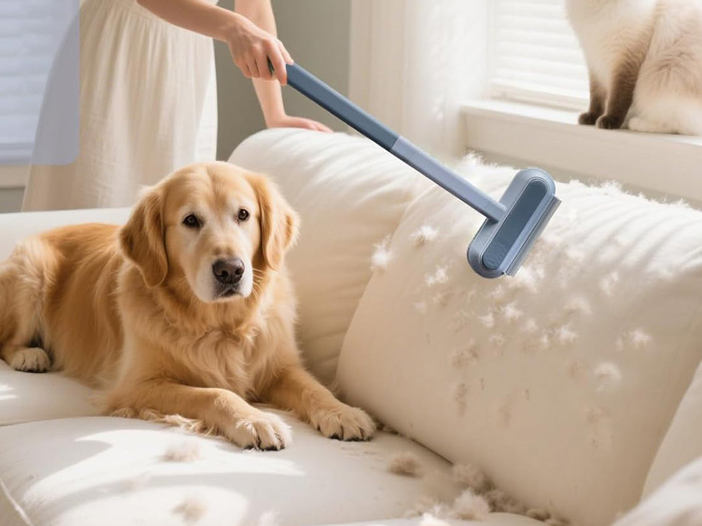 Two-Pack Reusable Pet Hair Remover Brushes for Sofa Carpet