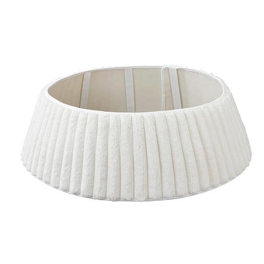 White Christmas Tree Collar With Stripe Textured Pattern Christmas Tree Skirt Base