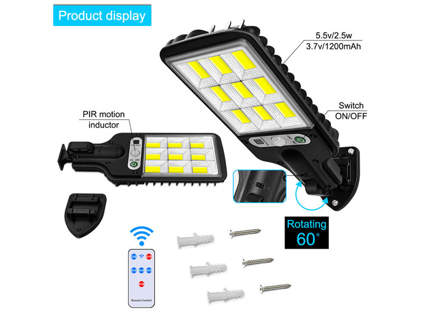 108COB Motion Sensor Solar Outdoor Street Lights