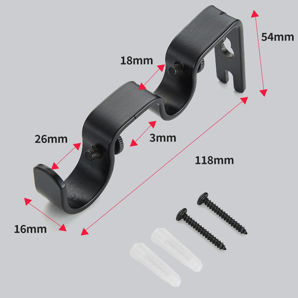 2 Pack Retro Double Curtain Rod Bracket Strong Wall Mount for 1.8cm 2.6cm Rods