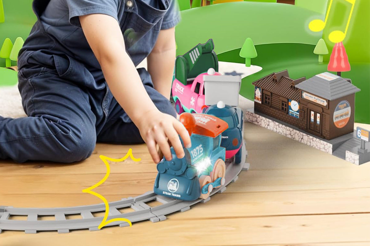 Little One's Electric Train Set Attractive Train Toy with Music Lights and Tracks