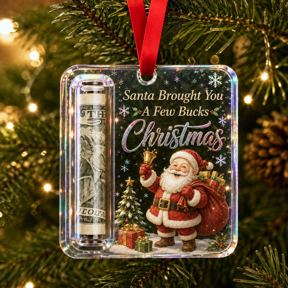 4 Piece Christmas Cash Gift Holder Ornaments with Ribbons for Decorating
