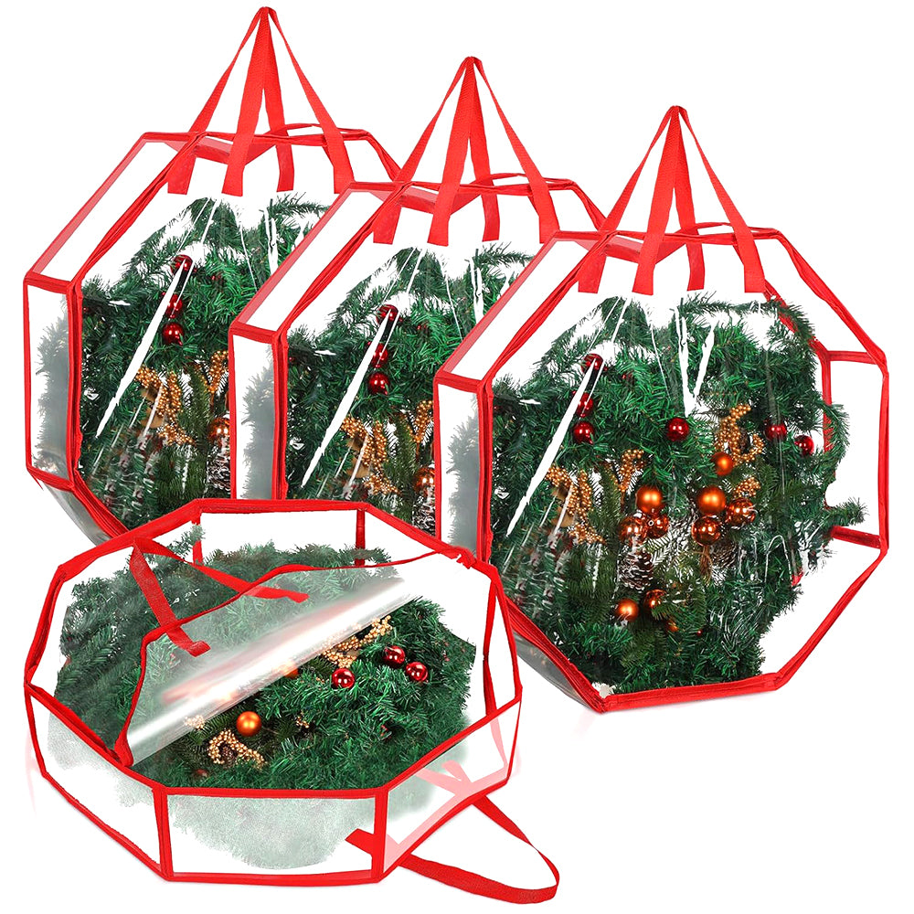76CM Christmas Door Wreath Decoration Storage Bag Clear Xmas Bag For Garland