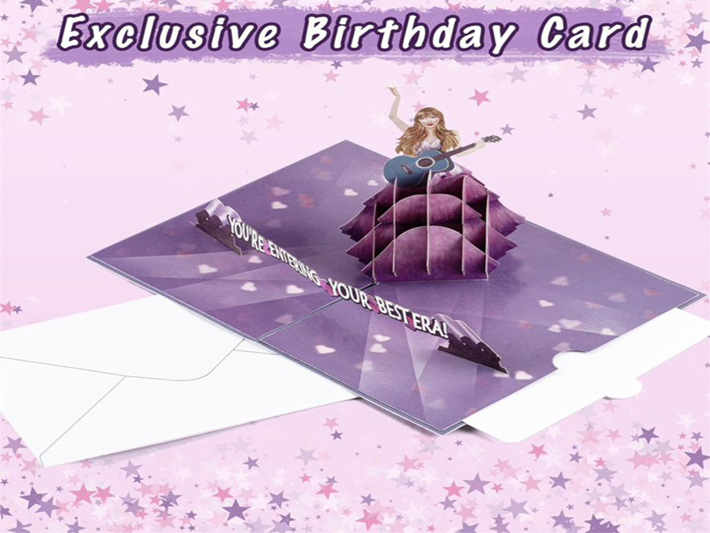 Taylor Swift Inspired Foldable 3D Birthday Greeting Card with Envelope Blank Card