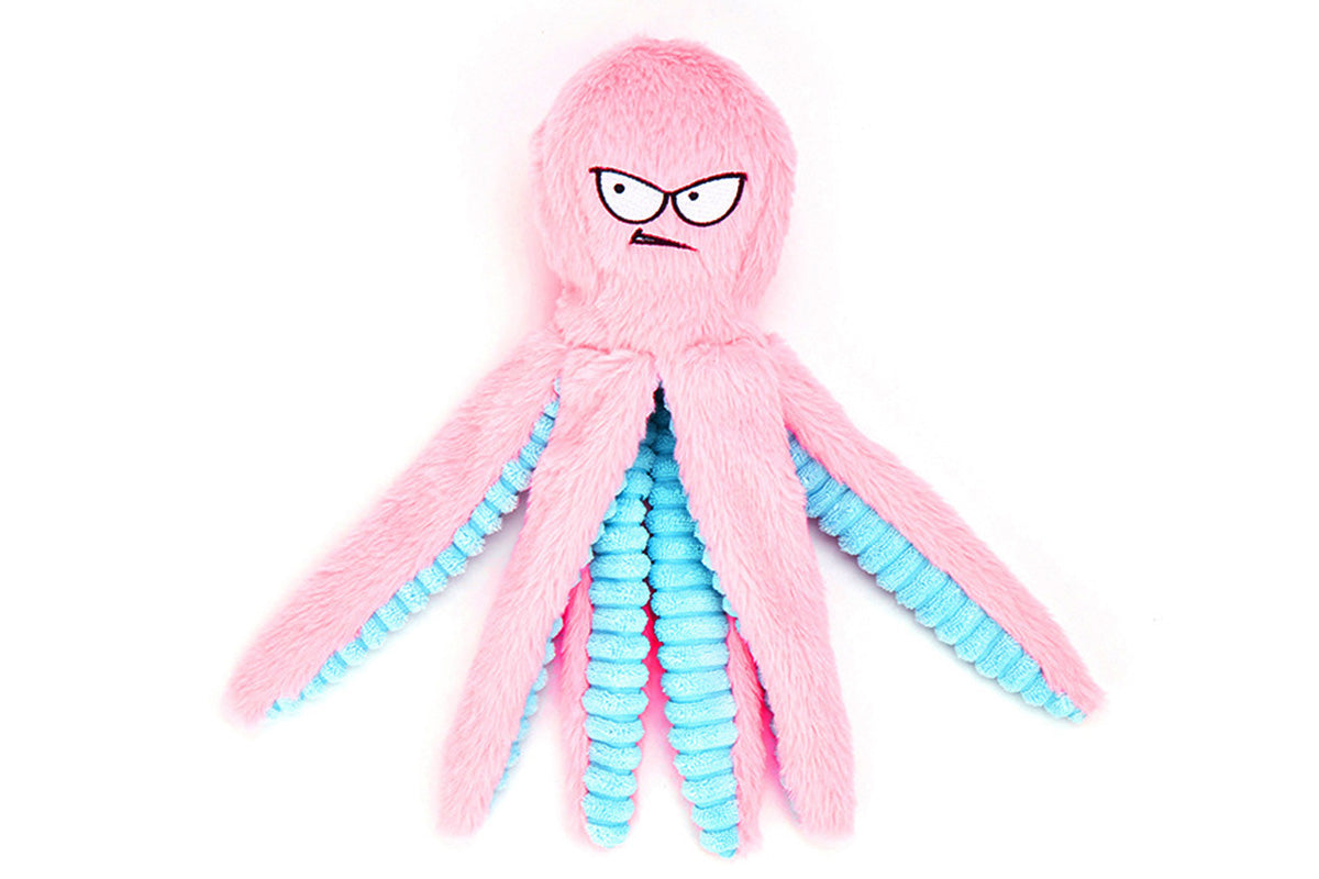 Interactive Plush Squeaky Dog Toy with Crinkle Tentacles for Medium & Large Dogs