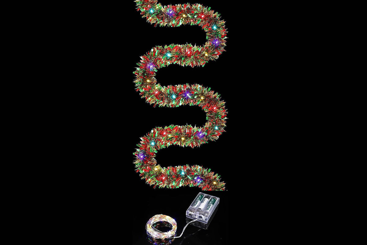 5M Christmas Garland With String Lights Hanging Tinsel Garlands For Xmas Tree