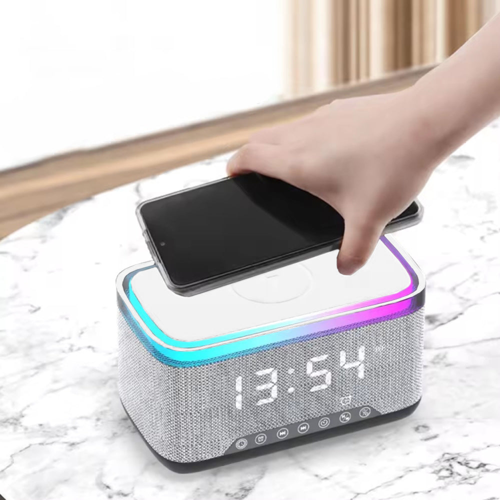 Wireless Phone Charger Bluetooth Speaker Smart Alarm Clock Radio