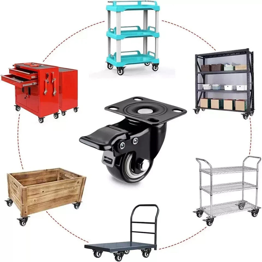 4 Pack 2 Inch Swivel Caster Wheels with Brakes for Cart Workbench and Shelf