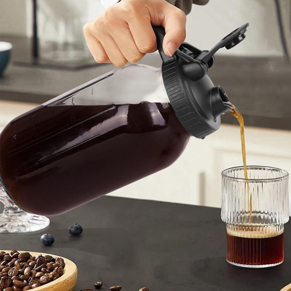 1.89L Cold Brew Coffee Glass Maker Pitcher Spout Lid with Wider Handle and Filter