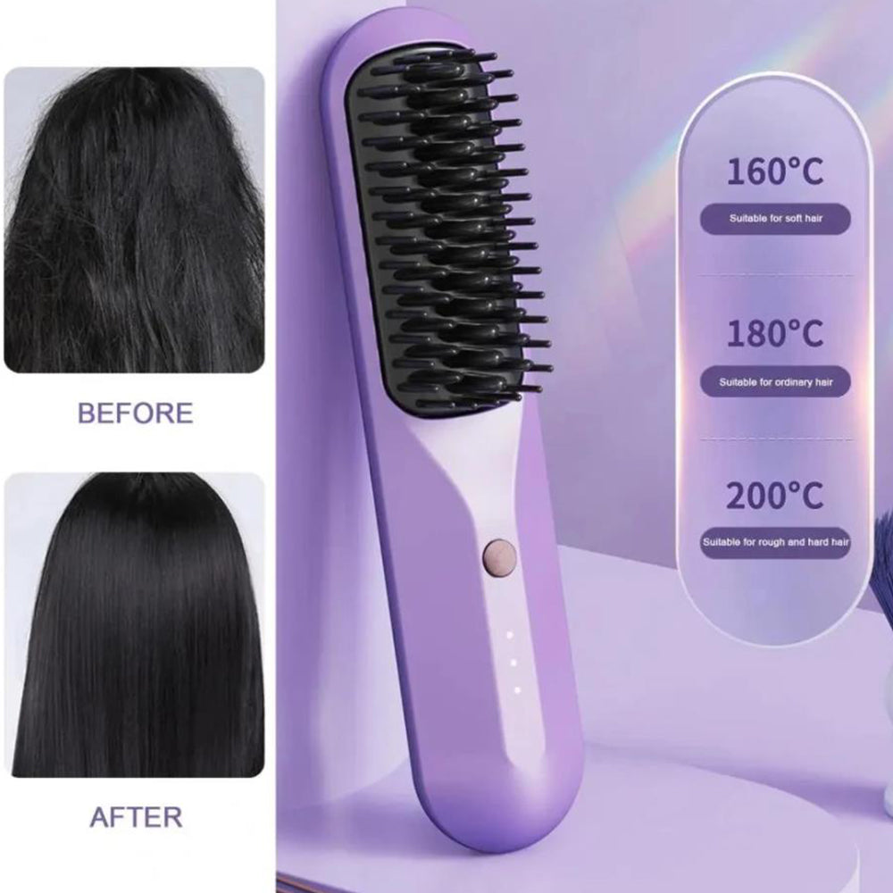 Portable Cordless Negative Ion Heating Hair Straightening Brush