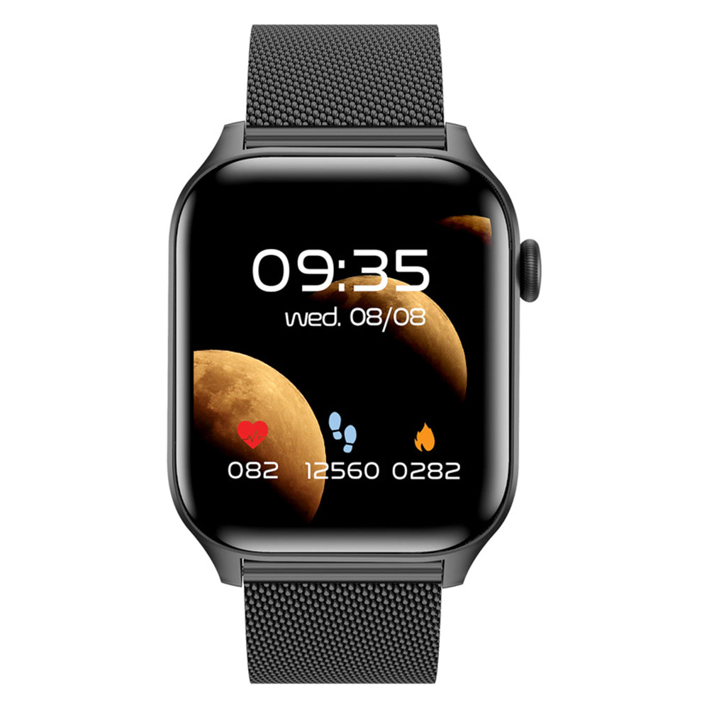 Water-resistant Smart Watch Bluetooth Heart Rate Fitness Tracker for Android iOS with Stainless Steel Watch Strap