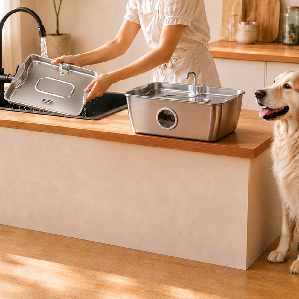 12L Stainless Steel Pet Water Fountain for Large Dogs Multi Pet Quiet Pump