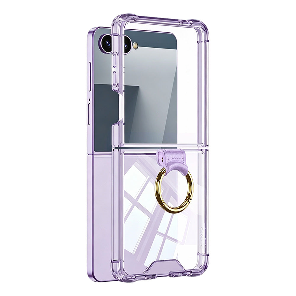 Case and Back Glass Protector for Samsung Galaxy Z Flip 8 7 with Ring Stand-Purple