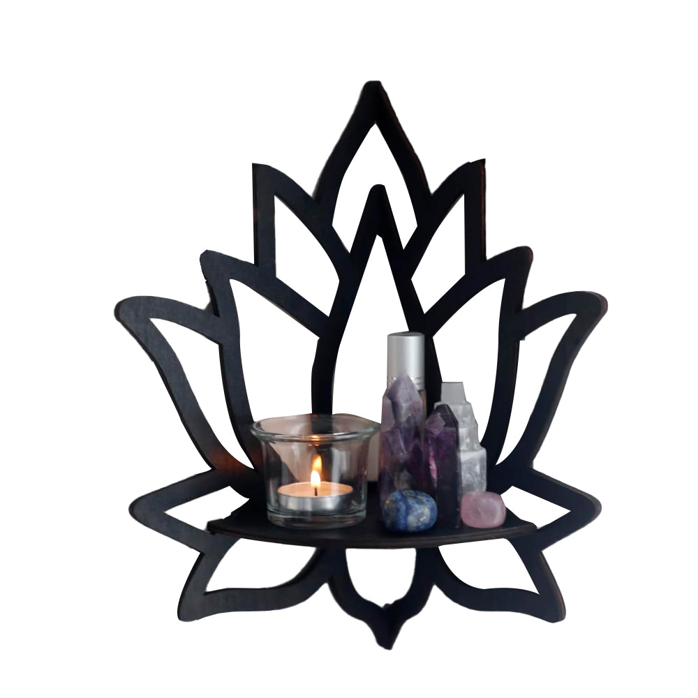 Wooden Wall Corner Shelf-Lotus