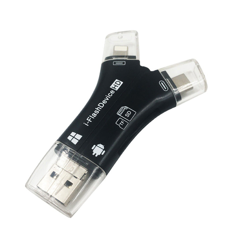 4-in-1 Multi-Interface Memory Card Reader with iPhone Charging Port