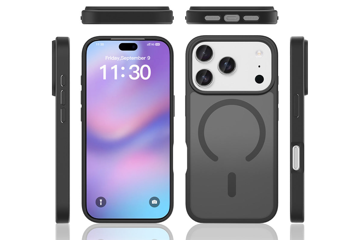 Magnetic MagSafe Phone Case for iPhone 17 Pro Max 17Air Shockproof Matte Protective Cover-Black