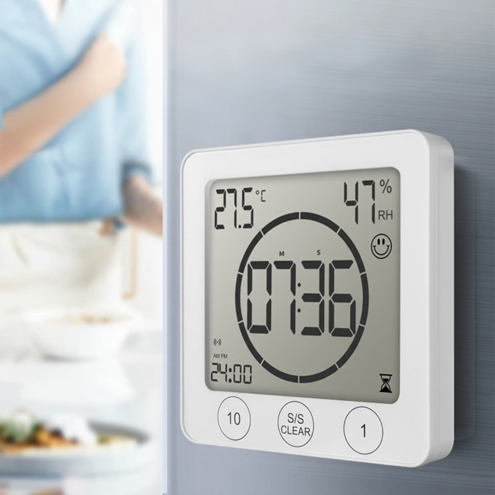 Digital Shower Clock Hygrometer Indoor Thermometer with Timer for Bathroom Kitchen