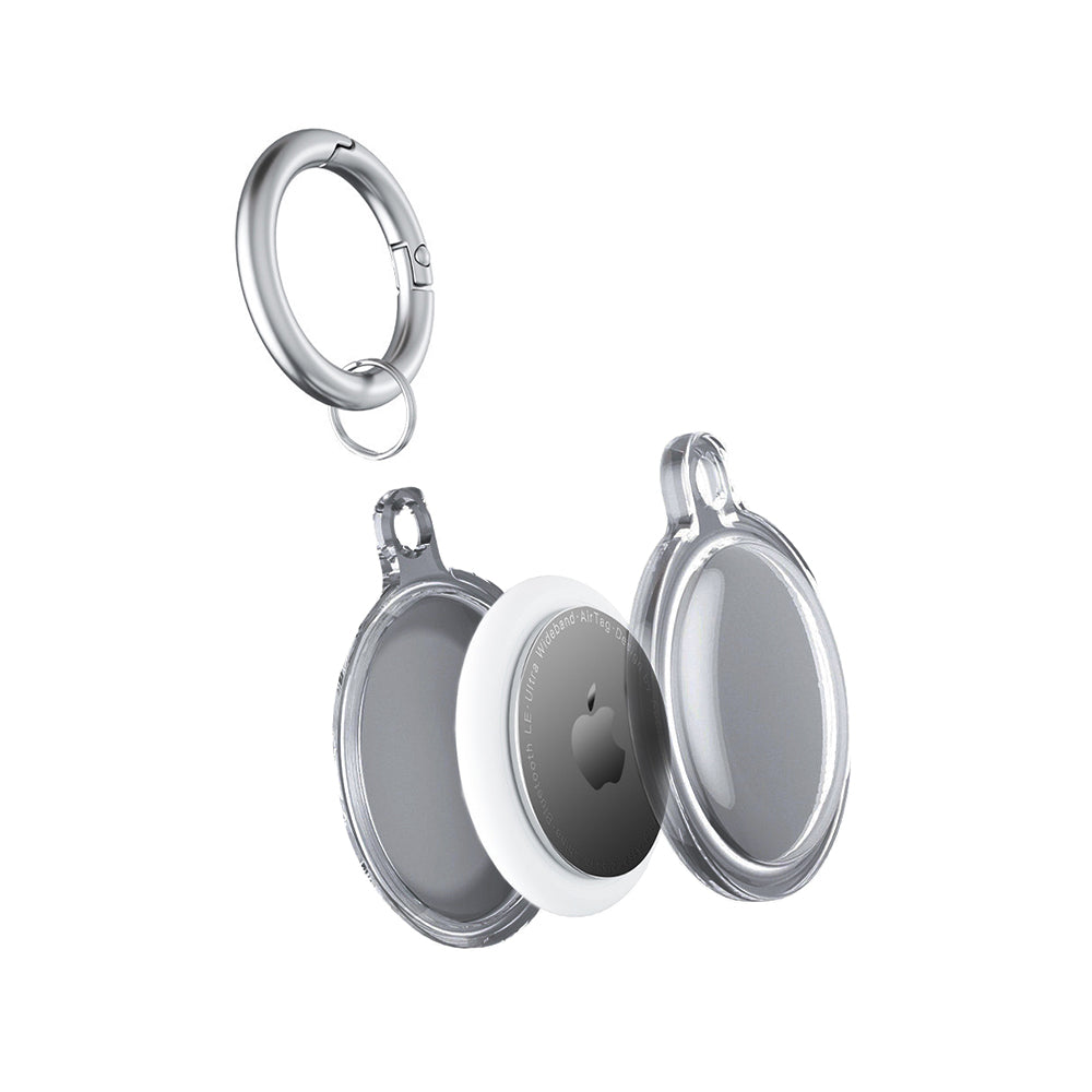 2Pcs For Apple AirTag Case Clear TPU Protective Cover with Key Ring Transparent