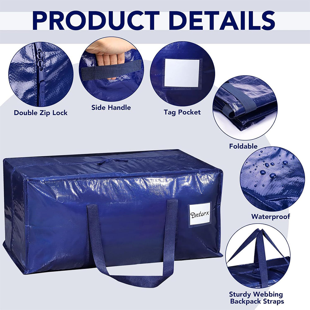 4 Pack Extra Heavy Duty Large Moving Bags with Strong Zipper and Comfortable Handles