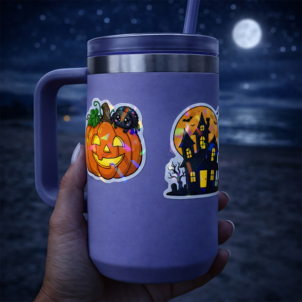 100 Holographic Vinyl Halloween Stickers for Party Favors