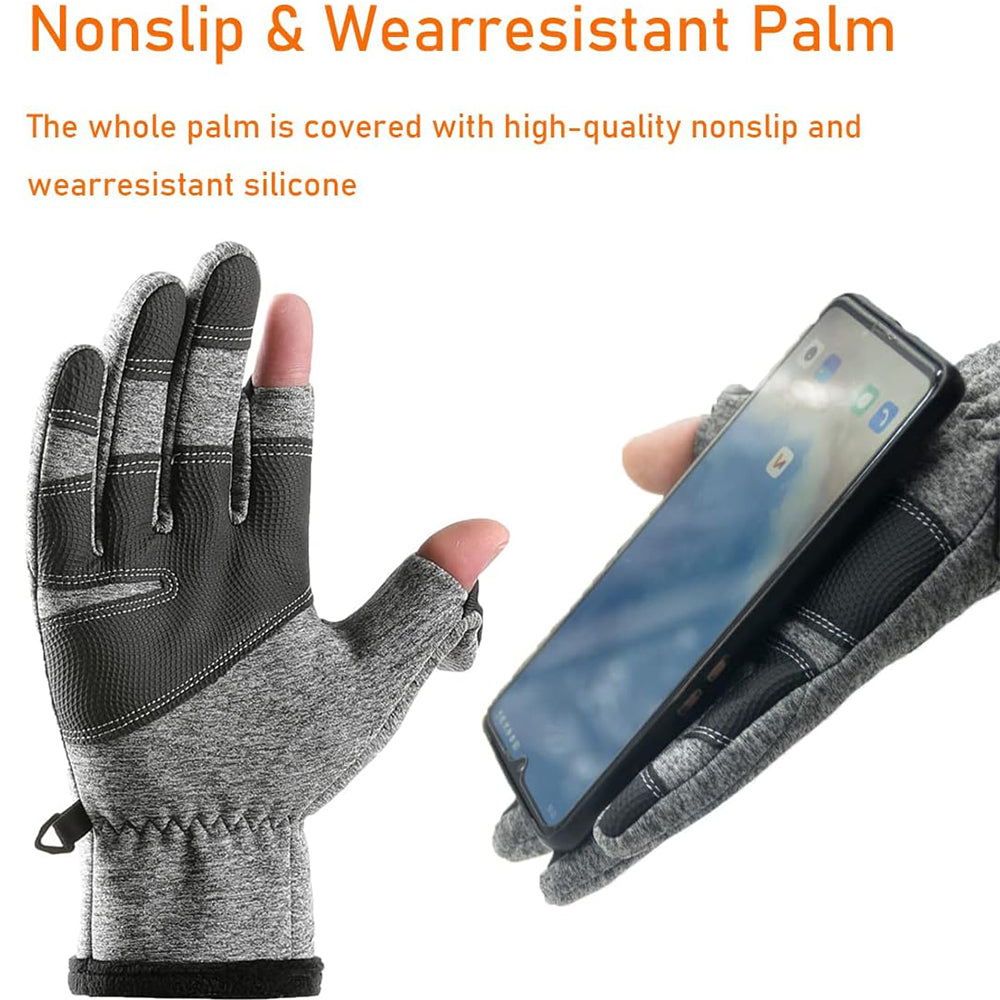 Winter Fishing Gloves with 2 Flip Finger for Touchscreen